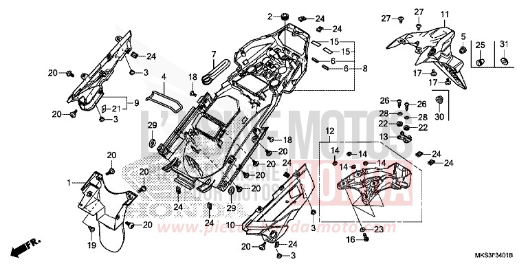 KOTFLUEGEL, HINTEN (CRF1100A2/A4/AL2/AL4/D2/D4/DL2/DL4) von Africa Twin Mechanik PEARL GLARE WHITE (NHB53H) von 2020